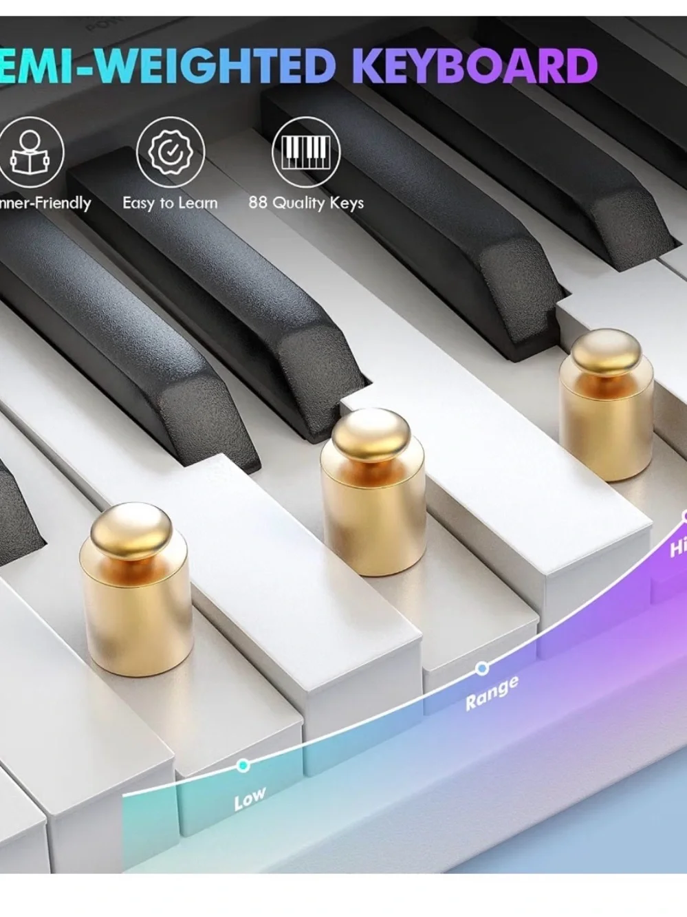 White 88-Key Folding Digital Piano Keyboard with Carry Bag